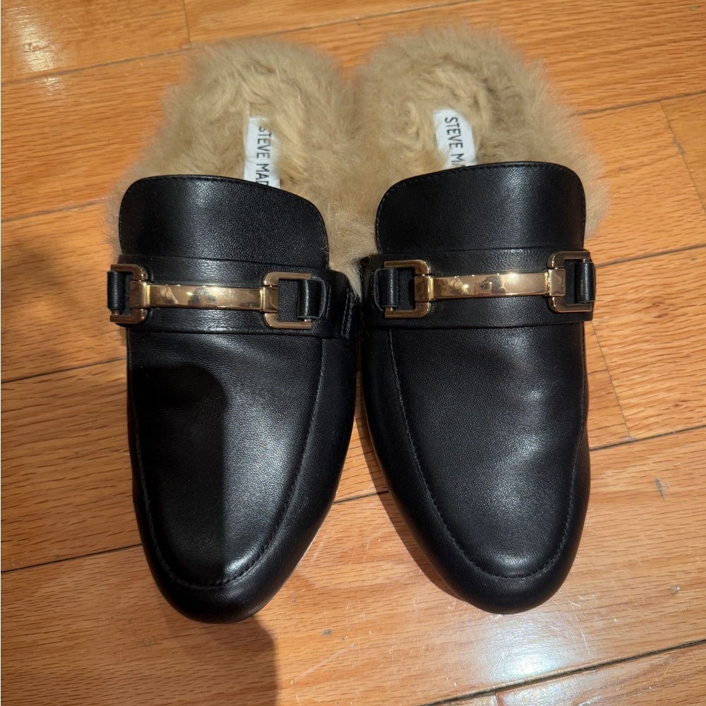Steve Madden Black Fur-Lined Loafers